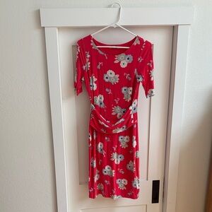 Boden Red Floral Midi Dress